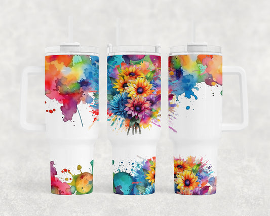 watercolor rainbow sunflowers