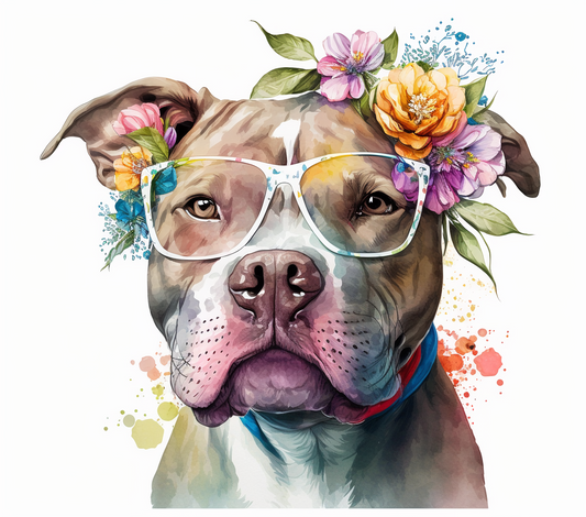 Pitbull glasses Watercolor